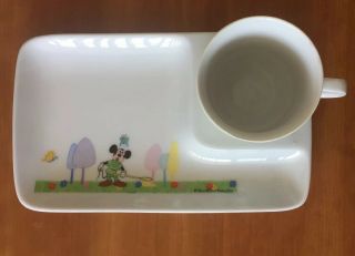 1960’s VINTAGE WALT DISNEY PROD MICKEY MOUSE CERAMIC SNACK PLATE AND CUP JAPAN 2