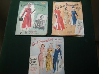 4 Vintage 1940s 50s Good Dressmaking Magazines Reference Study Project