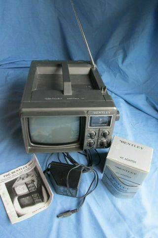 Vintage Bentley Deluxe Portable 5 " Black & White Television Tv 100c,  Ac Adapter