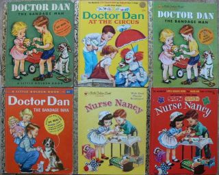 6 Little Golden Books Doctor Dan The Bandage Man,  Nurse Nancy,  Doctor Dan At