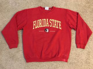 Red Vintage Ncaa Florida State Fsu Seminoles Sweatshirt Crewneck Size M Champion