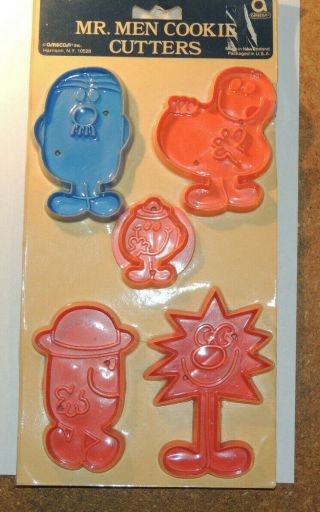 Vintage Mr Men Cookie Cutters By Amscan Harrison Ny Package (15334)