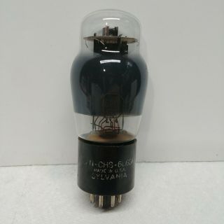 1954 Sylvania Jan - Chs 6l6ga Tube Tests Strong Black Plate Smoked Glass Amp