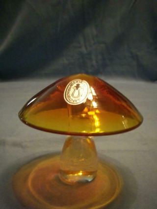 Vintage Pilgrim Handblow Glass Orange Mushroom Label Attached