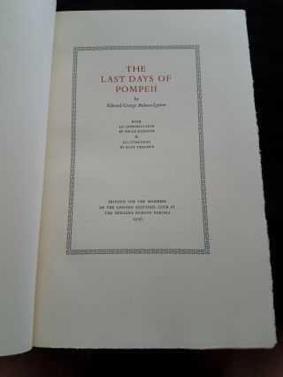 THE LAST DAYS OF POMPEI by Lord Lytton,  Limited Editions Club 1956,  DBL SIGNED 8