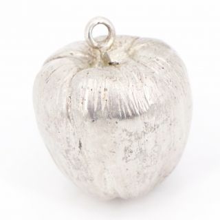 Vtg Sterling Silver - Solid Apple Fruit Pendant - 19.  5g
