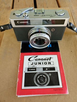 Canon Canonet Junior Camera With 40 Mm Lens Film Vintage With Booklet And Case