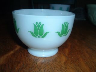 Vintage Sealtest Cottage Cheese Glass Fire King Green Tulip Bowl