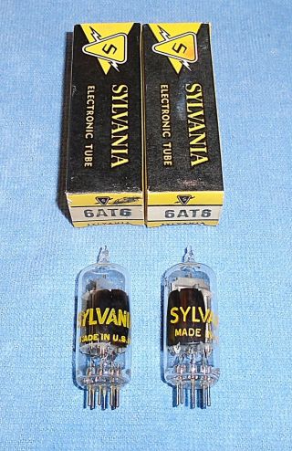 2 Nos Sylvania 6at6 Vacuum Tubes - 1960 