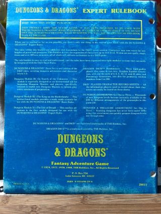 Vintage TSR Dungeons & Dragons Fantasy Adventure Game Expert Rulebook Rules 2 2
