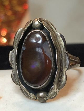 Vintage Sterling Silver Southwestern Agate Ring Made In Mexico