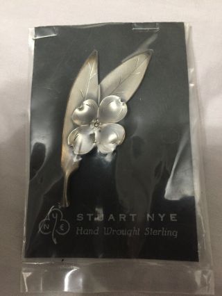 Vintage Stuart Nye Sterling Silver Dogwood Flower Brooch