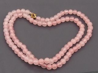 Vintage Rose Quartz Pink Bead Necklace - 21 Inches Long - Colour