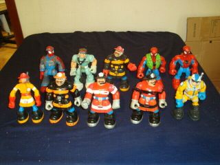Vintage 1997 - 2003 Rescue Heroes Action Figures.  10 Figures Includes Spiderman
