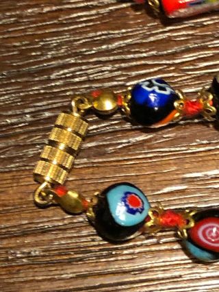 Vintage Italian Millefiori Venetian Murano Beaded Art Glass Necklace 27 Inch 5