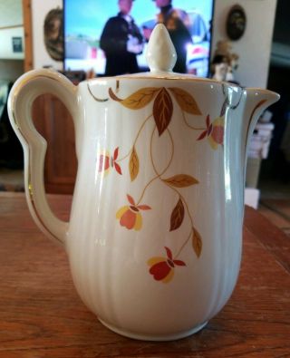 Vintage Large Hall China Jewel Tea Autumn Leaf Coffee Pot With Lid 9 Cup