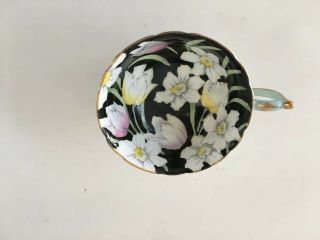 Vintage Paragon Wide Black Teacup With Big Bold Flowers