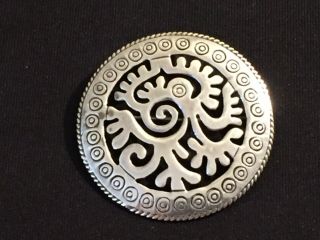 Large Vintage Taxco Sterling Silver 925 Aztec Warrior Pendant Brooch Pin