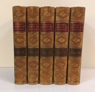 The History Of England - David Hume Vol 2 - 6 1870s Decorative Leather Bindings Vg