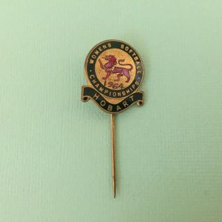 Hobart Tasmania Womens Softball Championships Vintage Enamel Badge Pin Bertram