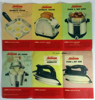 Vintage Sunbeam Foldout Electrical Appliances Range Brochure Mixmaster Pamphlet