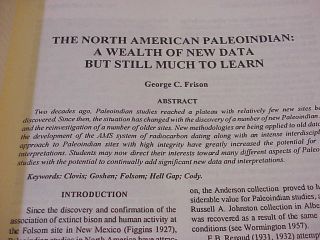 George C Frison Paleo Indian Archaeology Goshen Mill Iron Site Plus Others
