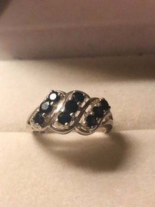 Vintage Sapphire 925 Sterling Silver Dome Ring Size 8.  5