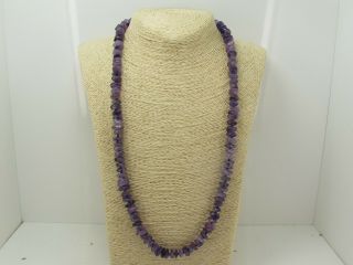 Long Vintage Hand Knotted Natural Amethyst Necklace