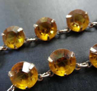 vintage amber rhinestone open set gold tone chain necklace - 17 2