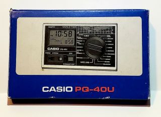 Casio Pq - 40u Quartz - Vintage Travel World Clock W/ Alarm
