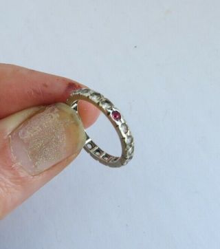 Vintage 1960s 9ct White Gold Paste Eternity Band Ring 1.  7 Grams