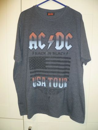 Ac/dc - 2016 Vintage " Back In Black Usa Tour 1980 " Charcoal T - Shirt (xx Large)