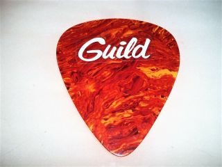 Vintage Oversized " Guild " Guitar Pick - Store Display,  Celluloid Tortoise Color