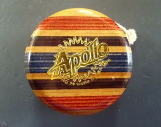 Vintage Wood Striped Apollo Tournament Yo - Yo Sharp Yoyo