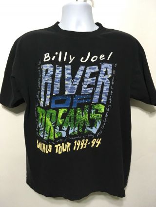 Vintage 90s Billy Joel River Of Dreams World Tour Shirt 1993 - 94 Rock Concert L