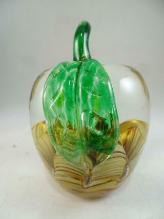 Vintage Art Glass Figural Apple Joe St Clair Signed Paperweight Old Retro 4.  5 