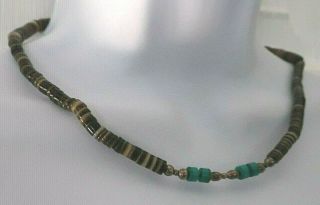 Vintage Navajo Heishi Shell 925 Sterling Silver& Turquoise Beads Necklace/choker