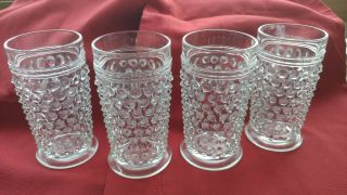 Set 4 Vintage Clear Pressed Glass Hobnail Tumbler 4.  75 " Glasses