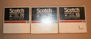 (3) Vtg Scotch Reel To Reel Magnetic Recording Tape 175 / 150 5 " 1/4 " X 900
