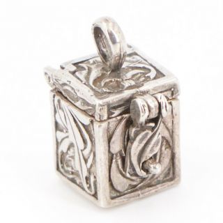 Vtg Sterling Silver - Sunwest Filigree Prayer Box Bracelet Charm - 7.  5g