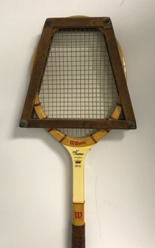 Vintage Wilson Autograph Jack Kramer Tennis Racquet With Wooden Press Holder