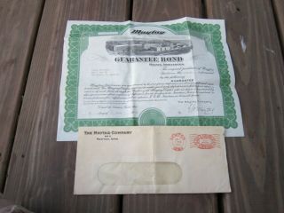 Vintage Maytag Company Guaranteed Bond Certificate 1931 With Envelope