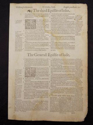 1597 Geneva Bible Leaf Books Of Third John And Jude Title Page Vgc