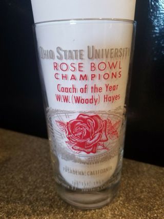 Vintage Glass 1969 Ohio State Buckeyes Rose Bowl Champs Football Woody Hayes
