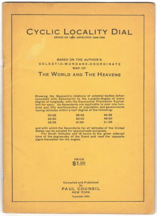 Cyclic Locality Dial: Map Of The World And The Heavens - 1934 With Fold - Out Map
