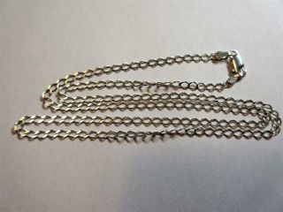 Vintage Sterling Silver 20 " Long Curb Link Necklace,  Chain - 3.  4g
