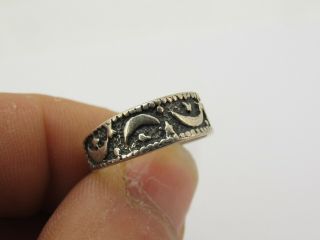 Vintage Hallmarked Sterling Silver 925 Moon & Stars Band Ring