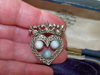 Vintage Jewellery Scottish Celtic Luckenbooth Hearts Crown Love Token Brooch Pin