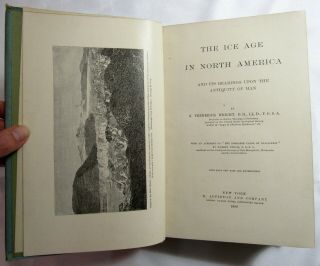 1890 THE ICE AGE IN NORTH AMERICA Geology GLACIERS Natural History WRIGHT Maps 4