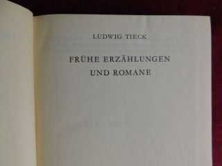 LUDWIG TIECK: NOVELLEN,  FRUHE ERZAHLUNGEN UND ROMANE/GERMAN/3 BOOKS/RARE $200 4